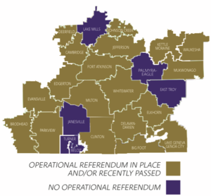 Map of area districts with and without operational referenda